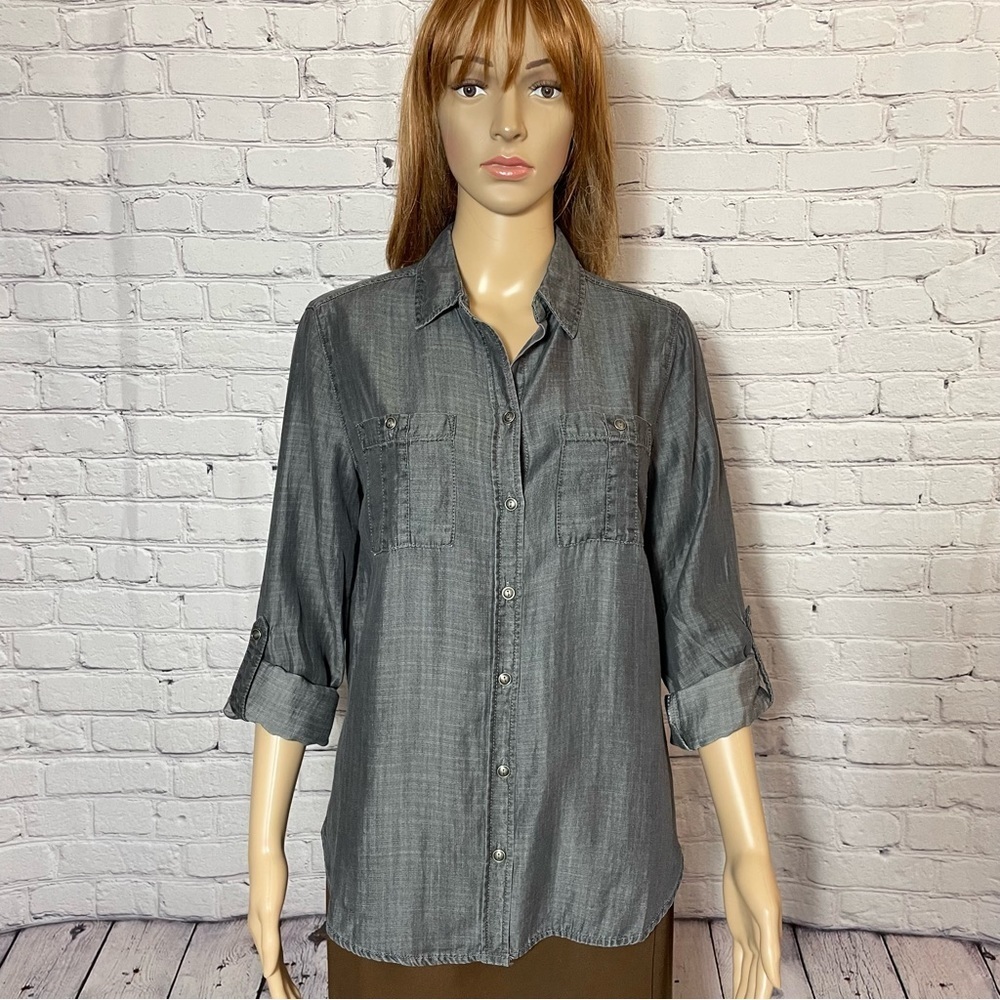 NWT New Jane & Delancey Black Denim Chambray Shirt Size S